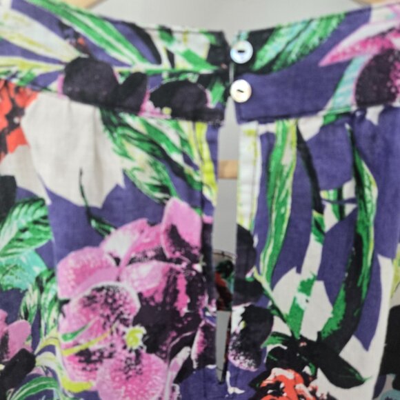 C&C California Floral Tropical 100% Linen Sheath Sleeveless Mini Dress - Picture 9 of 13